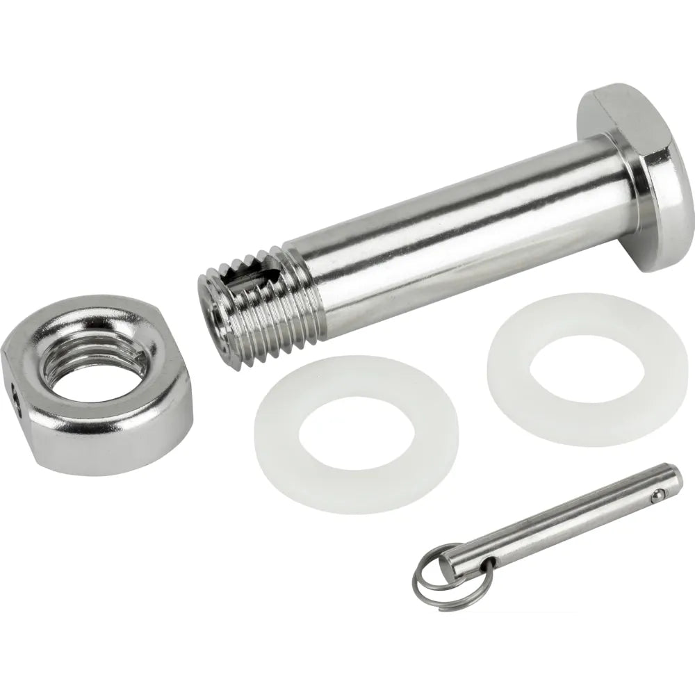 Allen Finn OK Boom Bolt with lock pin - Stainless Steel (AL-BLT-01)

Bolt For OK and Finn Dinghy Boom.

High quality stainless steel boom bolt for use with the OK &amp; Finn dinghy.

Nut is securely held in place with innovative locking pin.

Simply tighten and align the nut and then locate the fast pin through the hole in the nut and bolt.

Two plastic washers stop any contact corrosion as well as reduce any wear from the bolt on the gooseneck.

Bolt Diameter: 15.8mm
Length: 72mm
Min Gooseneck Width: 42.39