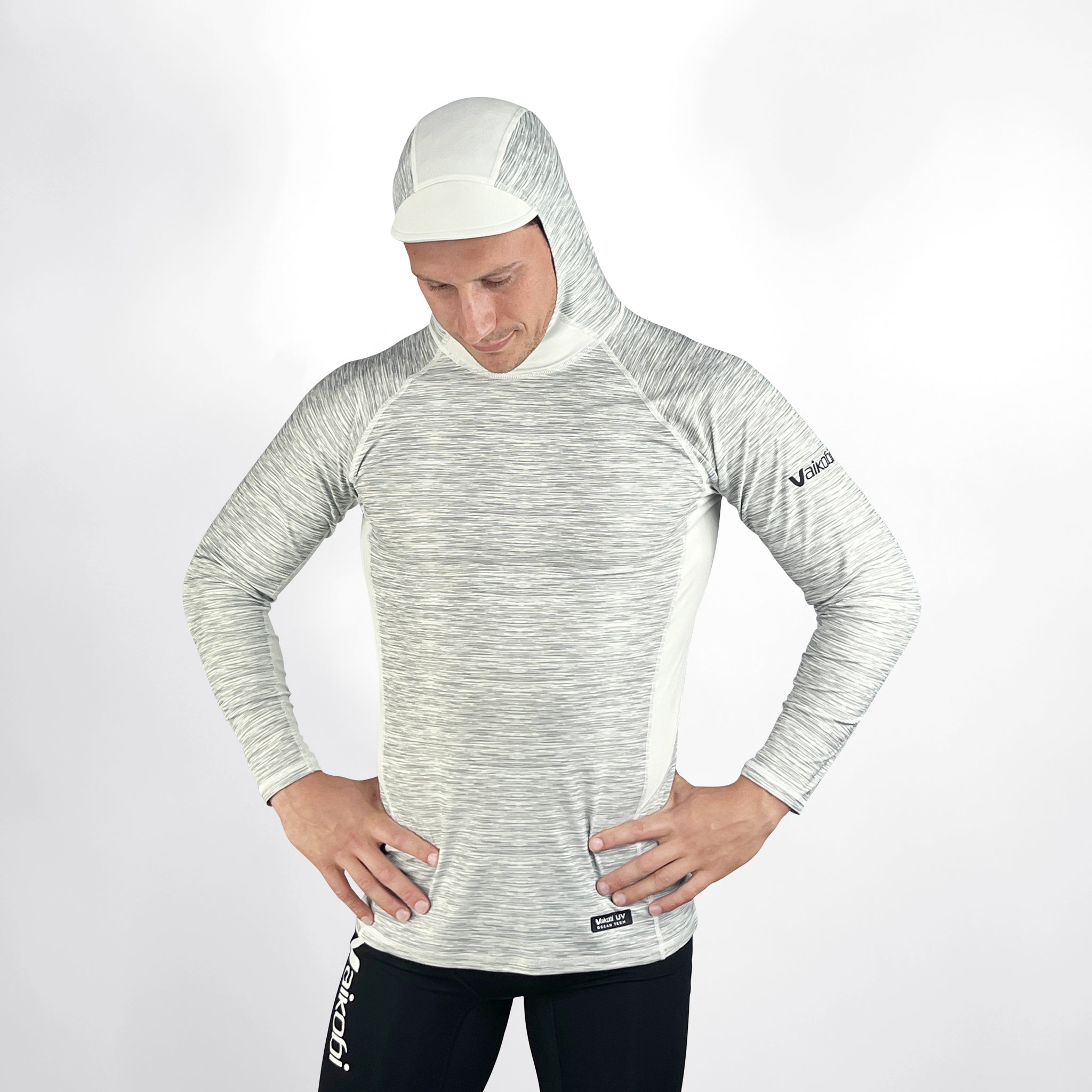 Vaikobi Hooded UV Long Sleeve Rash Top - Silver (VK-252-SLV)