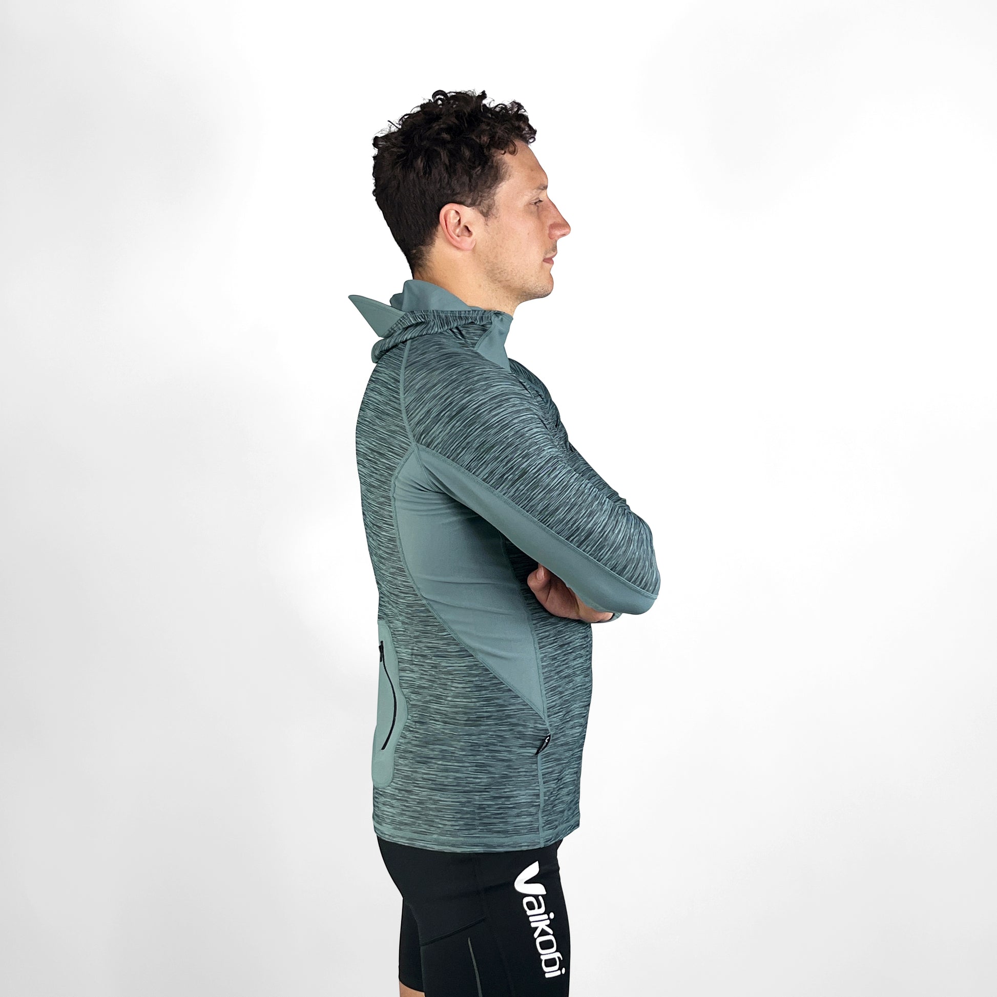 Vaikobi Hooded UV Long Sleeve Rash Top - Steel Blue - VK-252-STB