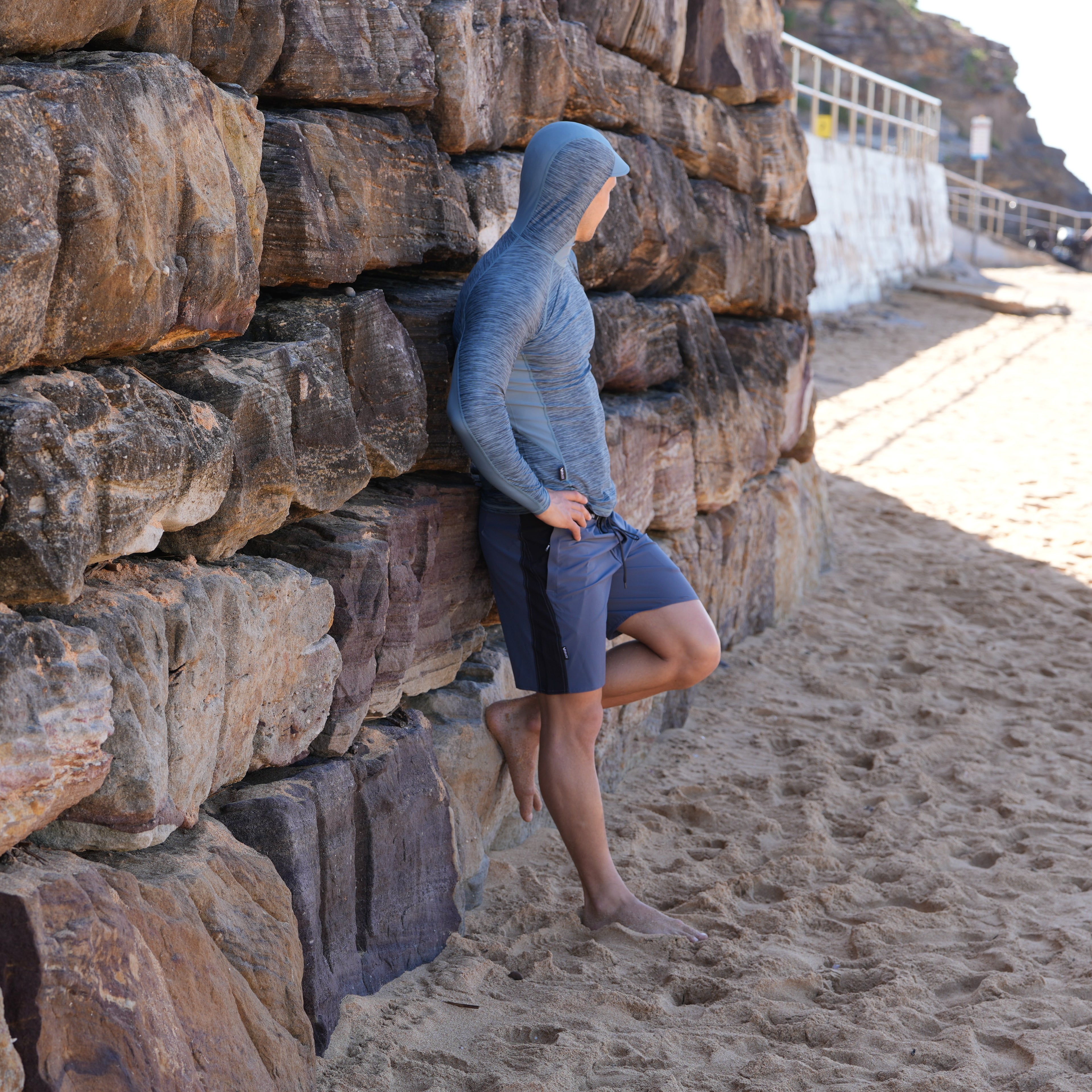 Vaikobi Hooded UV Long Sleeve Rash Top - Steel Blue (VK-252-STB)