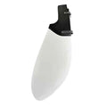 Profile view of a DEM Foils Carbon Fixed Rudder for a Finn Dinghy, showing the sleek black carbon fiber finish and precision-engineered foil shape