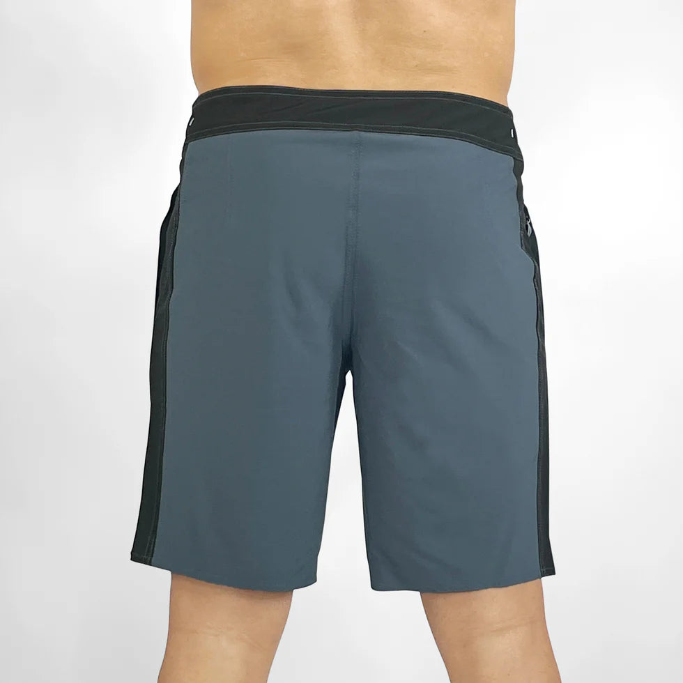 Vaikobi Newport Boardie (VK-262) Gray shorts with black accents on a white background
