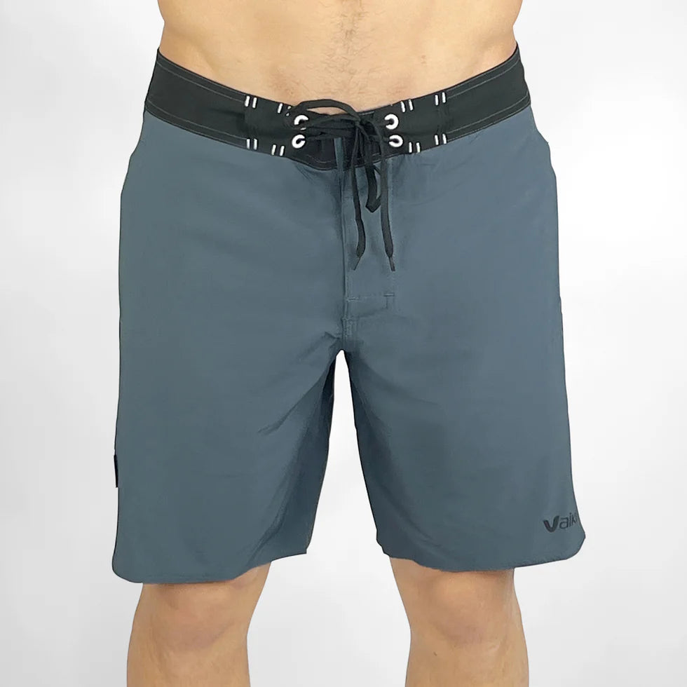 Vaikobi Newport Boardie (VK-262) Gray shorts with a black waistband on a white background