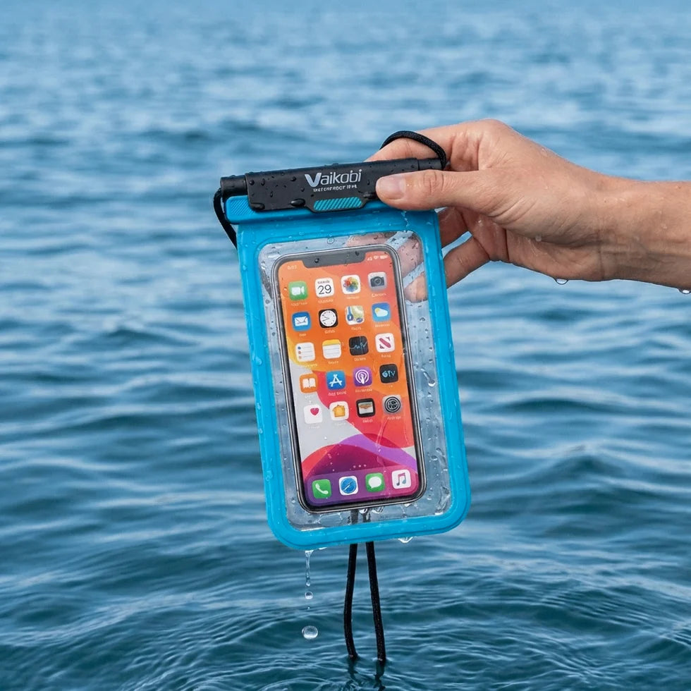 Vaikobi Waterproof Phone Case (VK-393)

CARRY AND USE YOUR PHONE WHILE ON THE WATER - great for all water sports

The&nbsp;Vaikobi Waterproof Phone Case&nbsp;lets you carry and use your phone while you’re on the water. Designed to keep your device safe from water, sand, and dust, it gives you the confidence to paddle, sail, or explore without leaving your phone behind. With a clear touchscreen window and secure attachment system, you can take photos, check maps, or make a call - then get straight back to yo