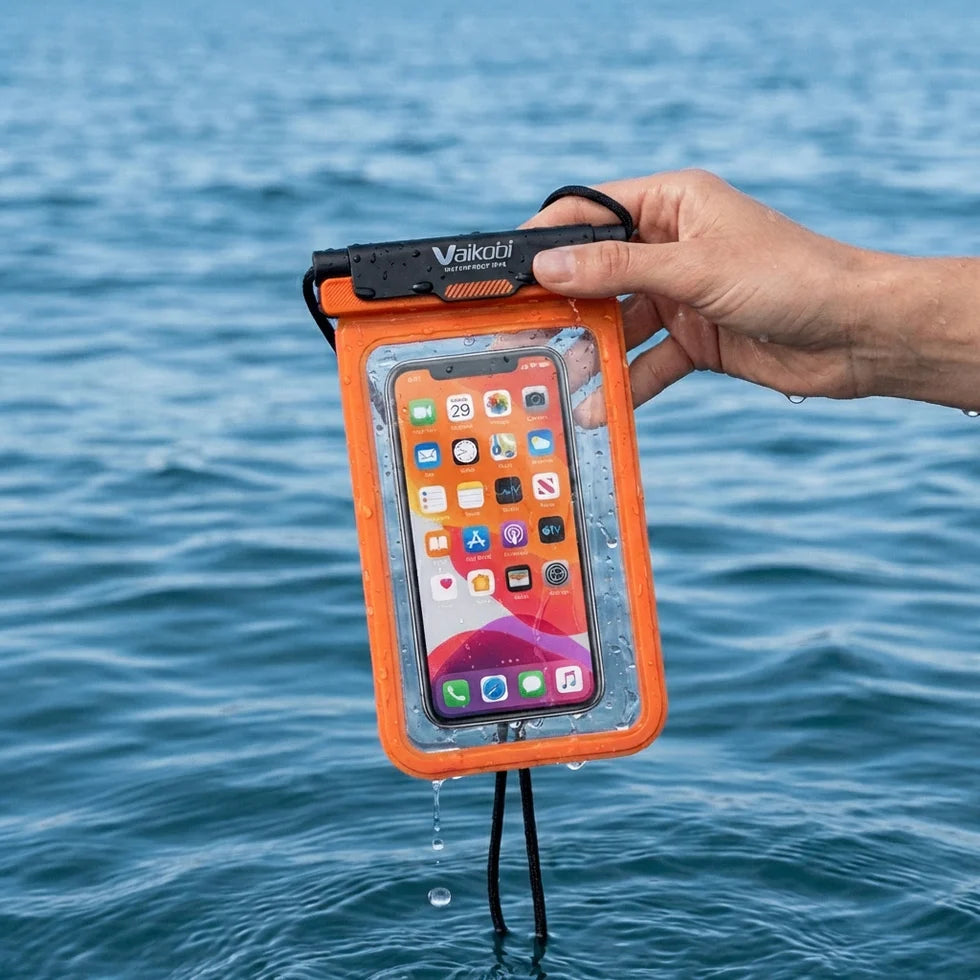 Vaikobi Waterproof Phone Case (VK-393)

CARRY AND USE YOUR PHONE WHILE ON THE WATER - great for all water sports

The&nbsp;Vaikobi Waterproof Phone Case&nbsp;lets you carry and use your phone while you’re on the water. Designed to keep your device safe from water, sand, and dust, it gives you the confidence to paddle, sail, or explore without leaving your phone behind. With a clear touchscreen window and secure attachment system, you can take photos, check maps, or make a call - then get straight back to yo