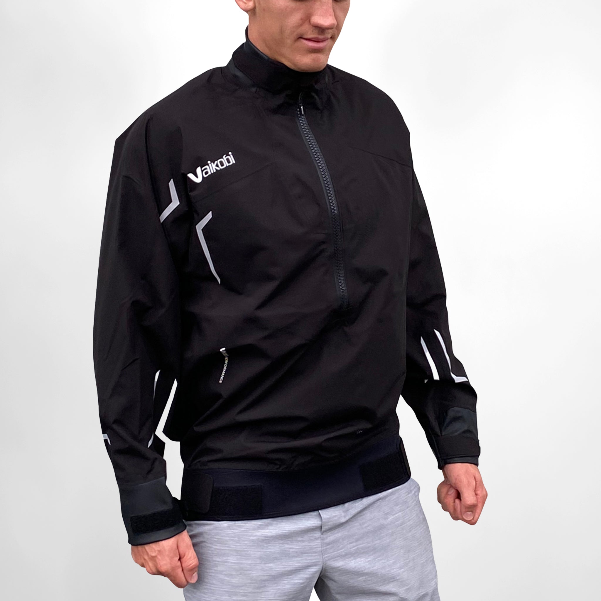 Vaikobi Vdry Performance Smock in Black - Chest View and Vaikobi VK-267-BK Smock on a sailor