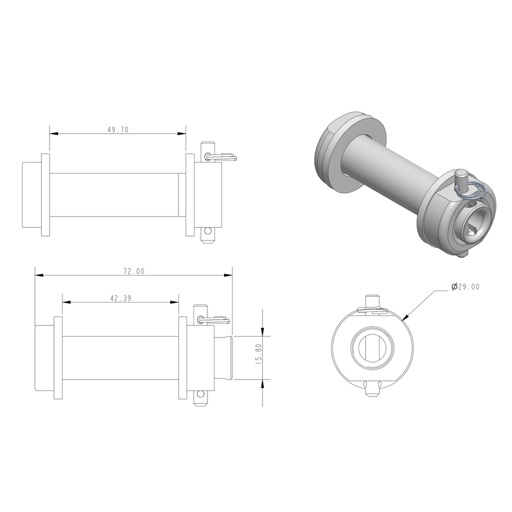 Allen Finn OK Boom Bolt with lock pin - Stainless Steel (AL-BLT-01)

Bolt For OK and Finn Dinghy Boom.

High quality stainless steel boom bolt for use with the OK &amp; Finn dinghy.

Nut is securely held in place with innovative locking pin.

Simply tighten and align the nut and then locate the fast pin through the hole in the nut and bolt.

Two plastic washers stop any contact corrosion as well as reduce any wear from the bolt on the gooseneck.

Bolt Diameter: 15.8mm
Length: 72mm
Min Gooseneck Width: 42.39