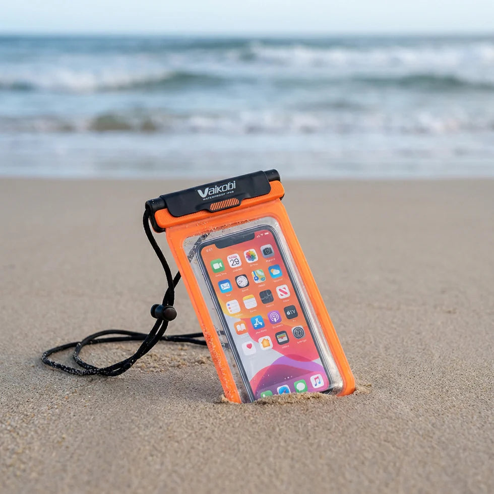 Vaikobi Waterproof Phone Case (VK-393)

CARRY AND USE YOUR PHONE WHILE ON THE WATER - great for all water sports

The&nbsp;Vaikobi Waterproof Phone Case&nbsp;lets you carry and use your phone while you’re on the water. Designed to keep your device safe from water, sand, and dust, it gives you the confidence to paddle, sail, or explore without leaving your phone behind. With a clear touchscreen window and secure attachment system, you can take photos, check maps, or make a call - then get straight back to yo