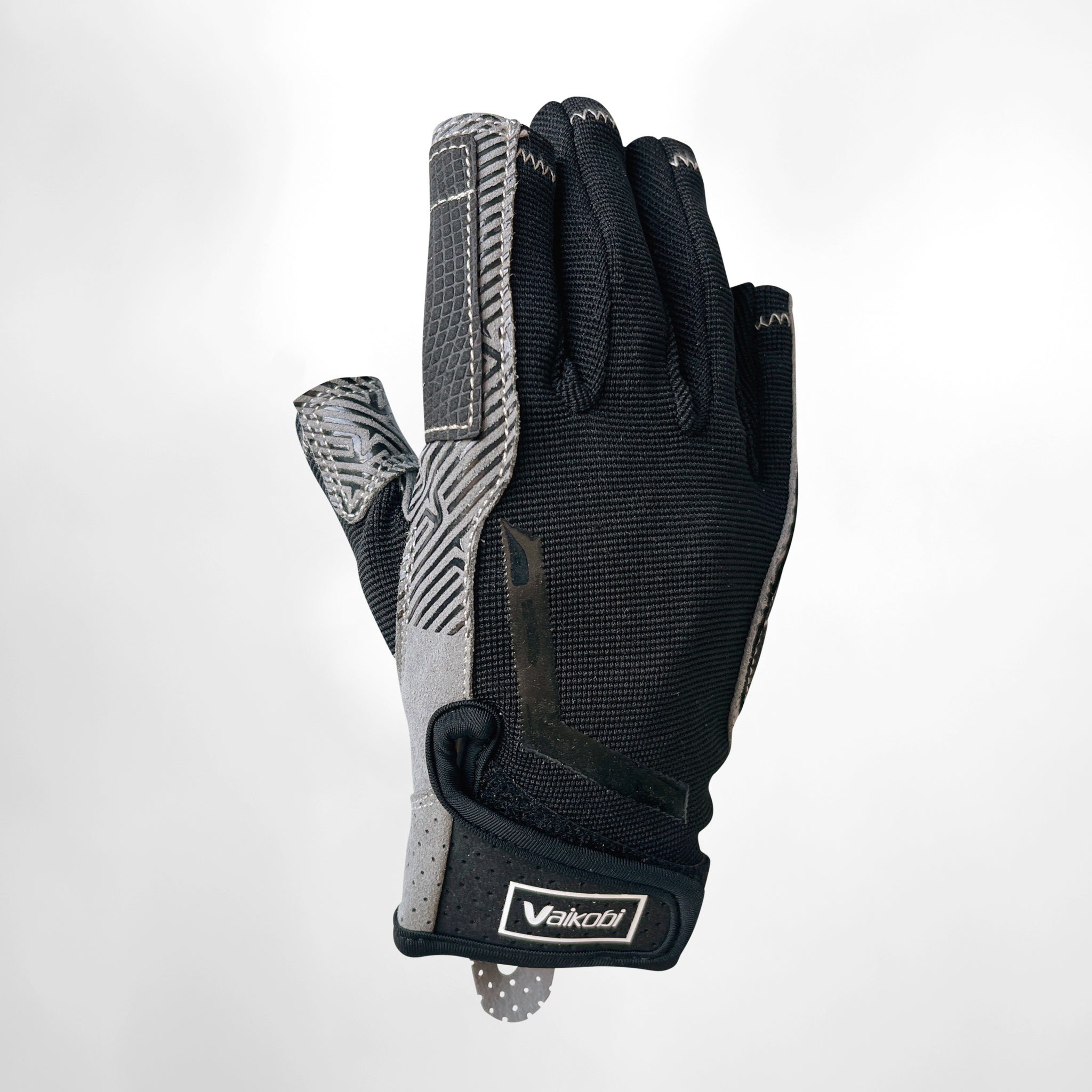 Vaikobi Gen 2 V-Grip Short Finger Deck Gloves - Back View - Grey/Black - Sailing Gloves