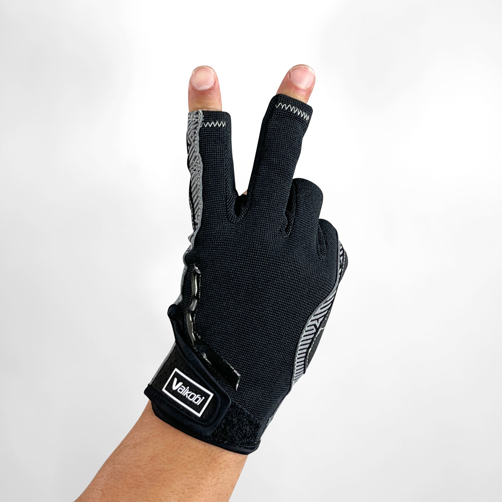 Vaikobi Gen 2 V-Grip Short Finger Deck Gloves - Back Vee View - Grey/Black - Sailing Gloves