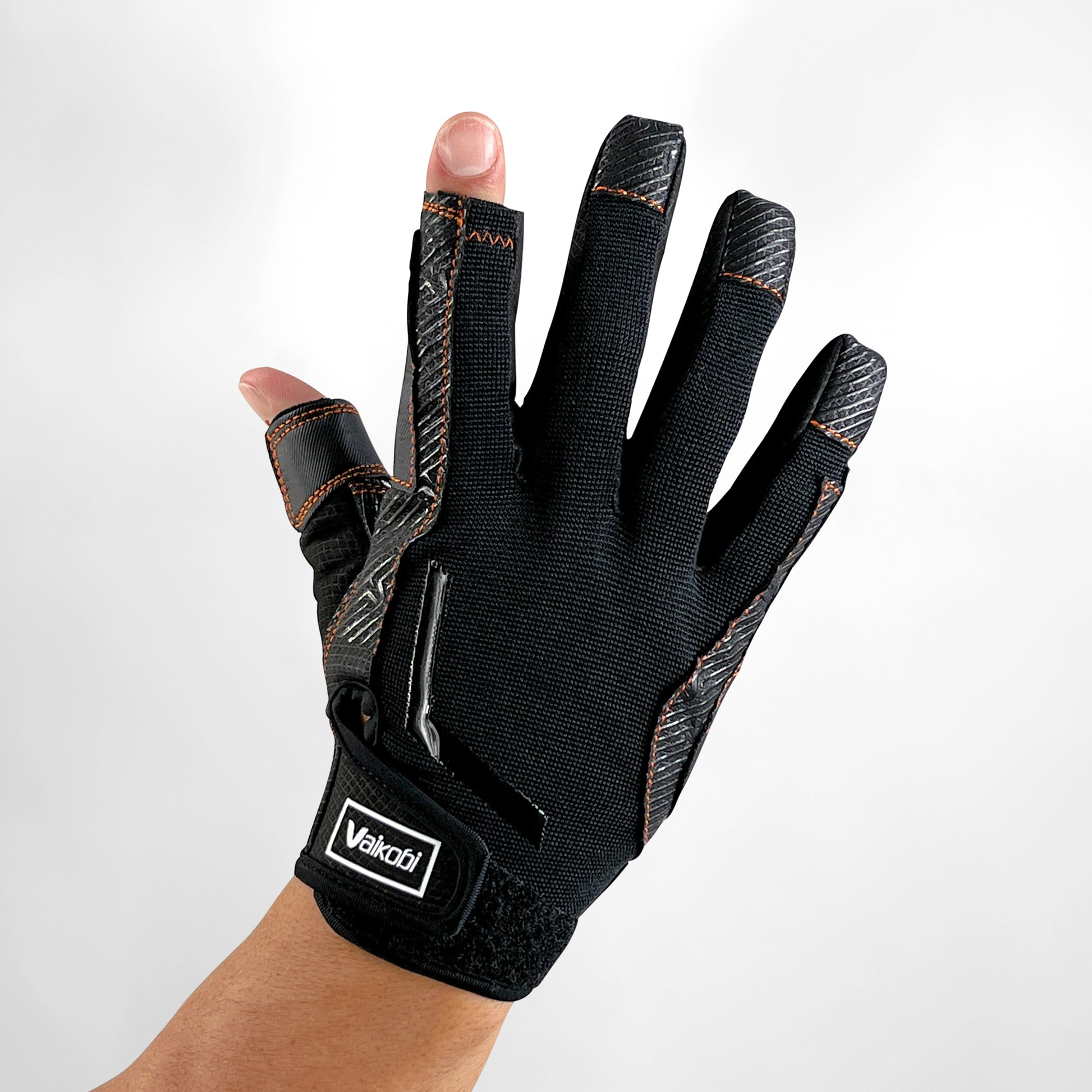 Vaikobi Gen 2 V-Grip Pro Full Finger Gloves - Back Hand View - Black - Sailing Gloves