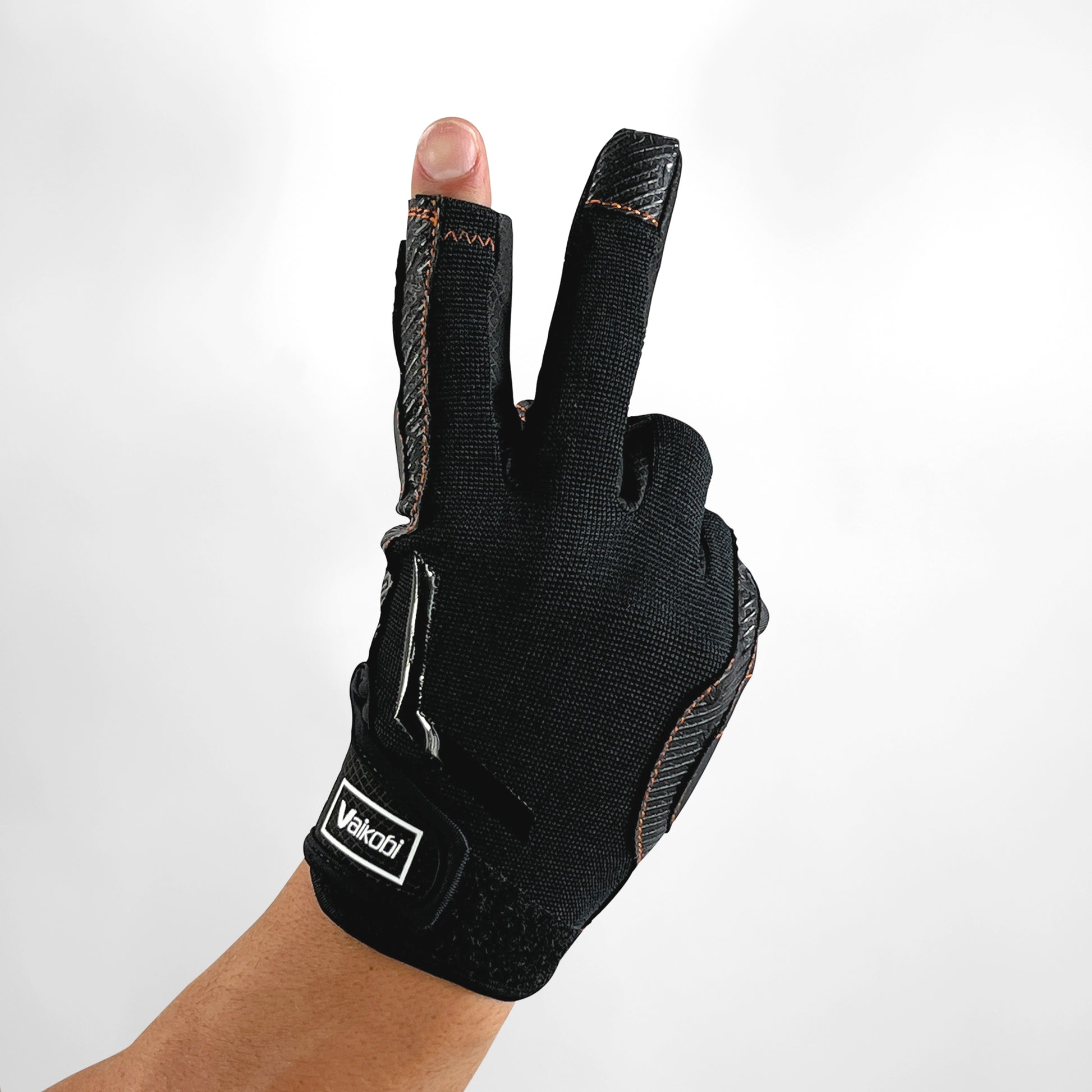 Vaikobi Gen 2 V-Grip Pro Full Finger Gloves - Back Vee View - Black - Sailing Gloves