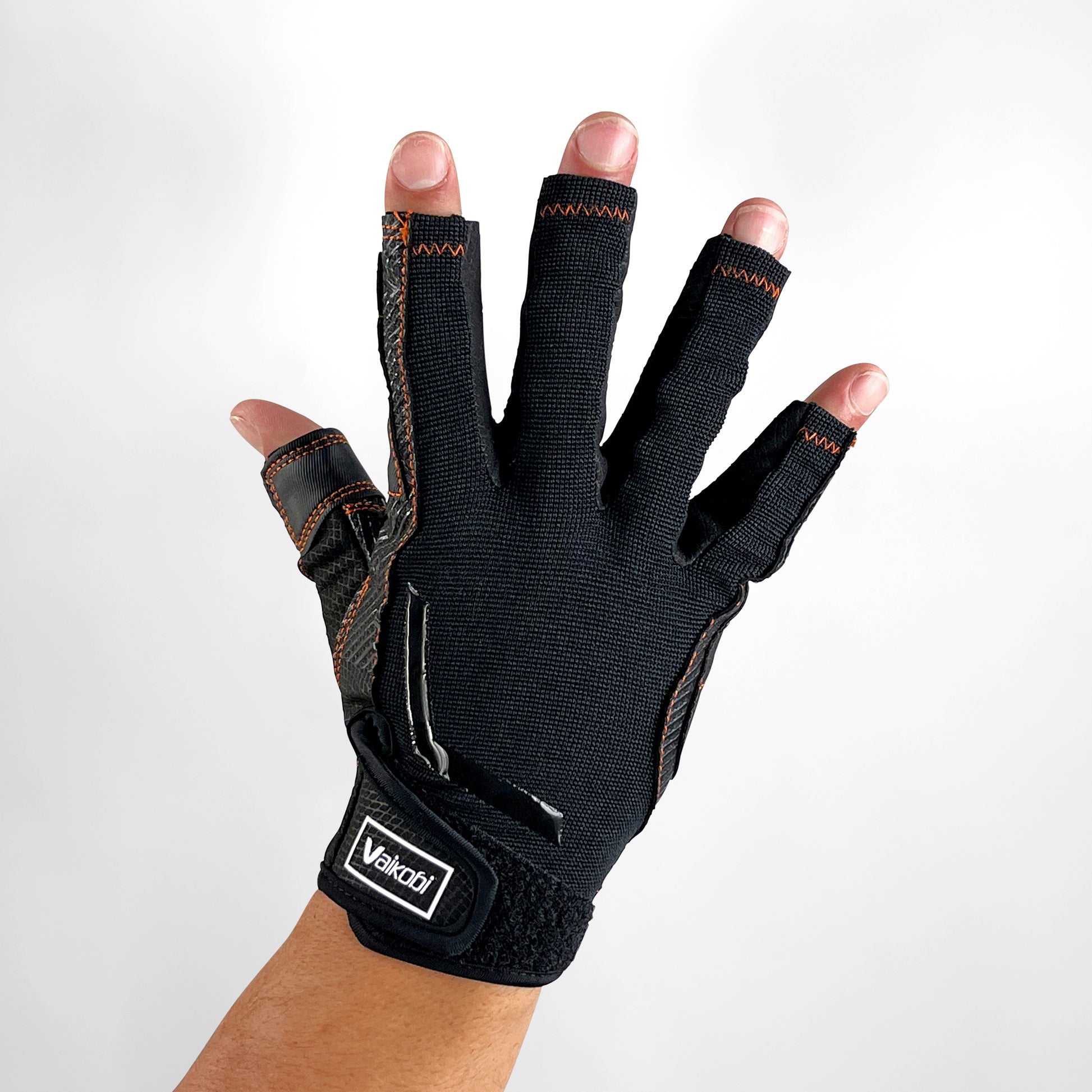 Vaikobi Gen 2 V-Grip Pro Short Finger Gloves - Back Hand View - Black - Sailing Gloves