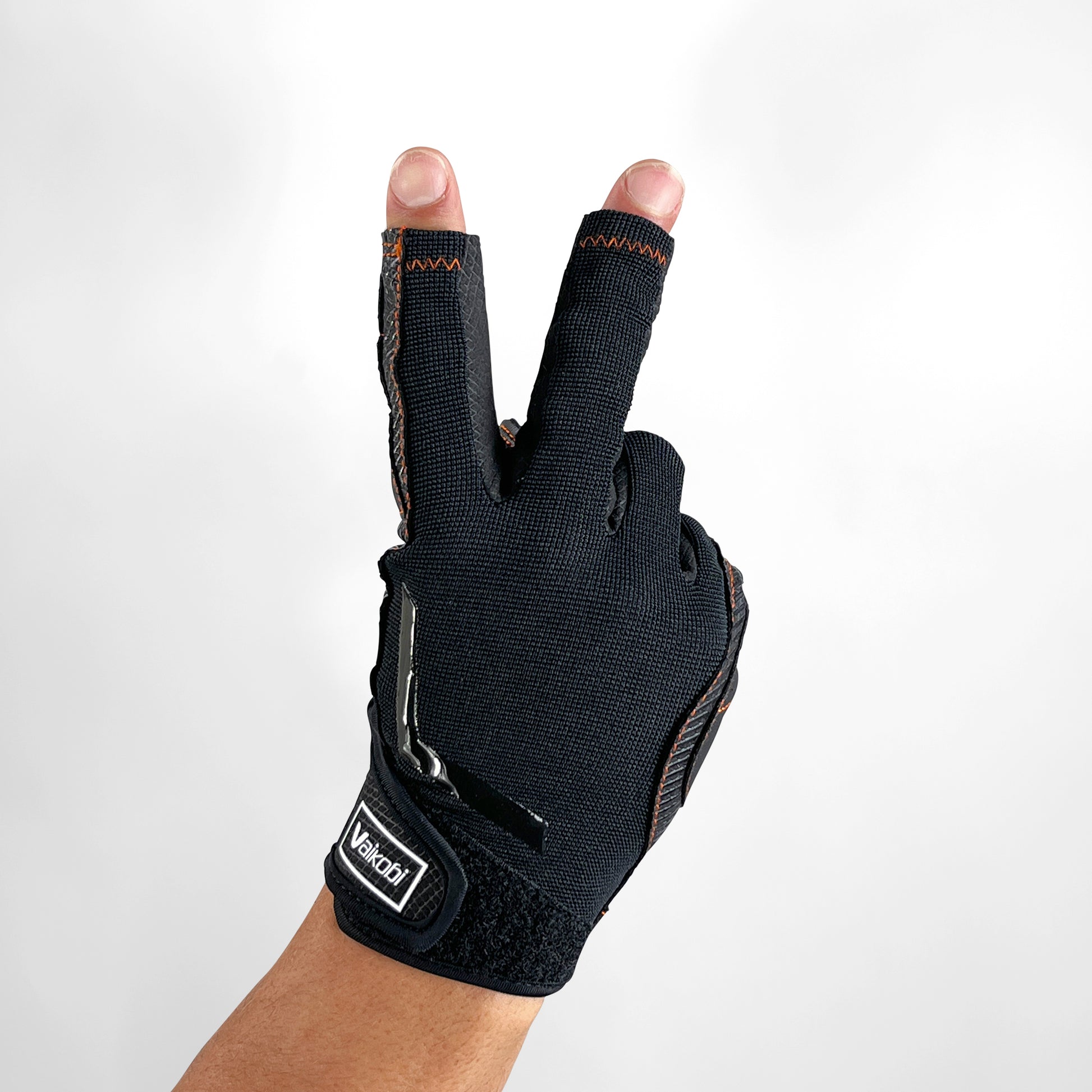 Vaikobi Gen 2 V-Grip Pro Short Finger Gloves - Back Vee View - Black - Sailing Gloves