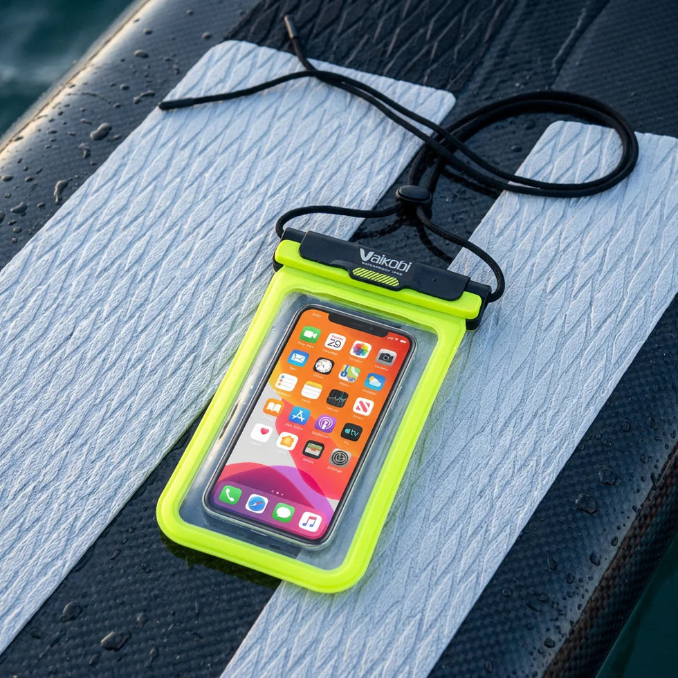 Vaikobi Waterproof Phone Case (VK-393)

CARRY AND USE YOUR PHONE WHILE ON THE WATER - great for all water sports

The&nbsp;Vaikobi Waterproof Phone Case&nbsp;lets you carry and use your phone while you’re on the water. Designed to keep your device safe from water, sand, and dust, it gives you the confidence to paddle, sail, or explore without leaving your phone behind. With a clear touchscreen window and secure attachment system, you can take photos, check maps, or make a call - then get straight back to yo